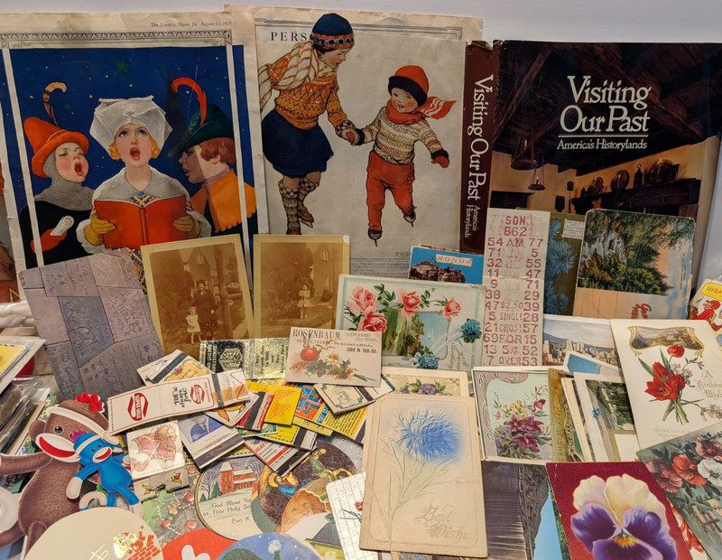 LARGE VINTAGE MIXED EPHEMERA LOT #3 CRAFT SCRAP USE JOURNALS STARTING LATE 1800'