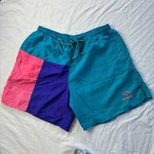 Vintage 90s Umbro Colorblock Soccer Shorts Large Teal Purple Pink USA Made