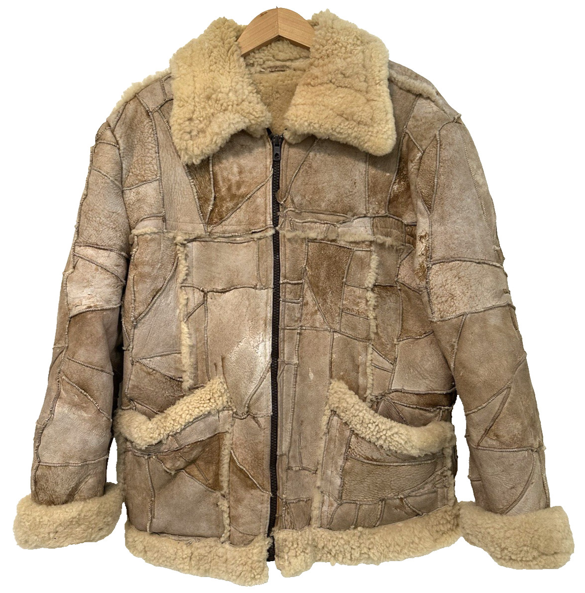 XL Chaqueta Bomber De Colección Piel de Oveja de Oveja Marlboro Hombre Cuero Envejecido