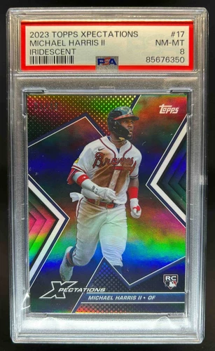2023 Topps Xpectations Michael Harris II RC Iridescent Rookie #/49 Braves PSA 8