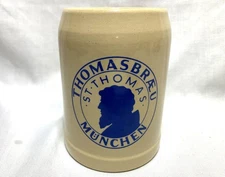 Vintage THOMASBRAU MUNCHEN St Thomas Beer Stein West Germany Stoneware Mug 1/2