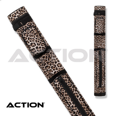 ACPS22 Pool Cue Case   Beige Leopard Print   Hard Oval   2 Butts / 2 Shafts