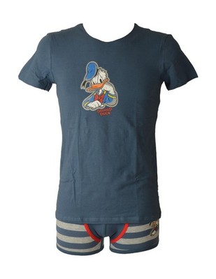 DISNEY Herren Anzug Shirt V-Ausschnitt Kurzarm und Boxershorts Stretch Sicht co
