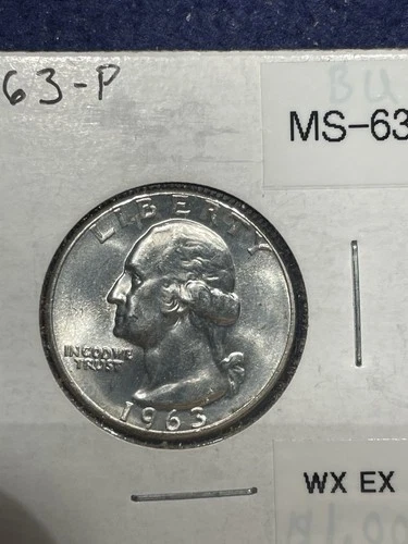 1963 P Silver Washington Quarter -  a nice  uncirculated coin