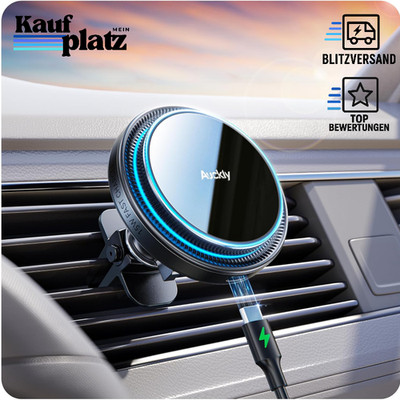 Autohalterung Magsafe 15W Qi Kabellos Magnetisch Lüftung Schwarz für iPhone