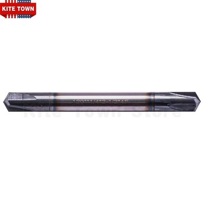 1/4'' 4 Flute 120 Degree Solid Carbide Chamfer Mill - Double End - AlTiN Coated