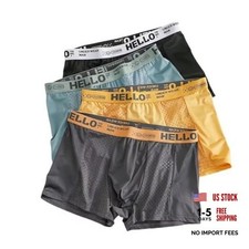 Men's Mesh Ice Silk Underwear Box Briefs Breathable Medium 4pcs Mixed Color 01