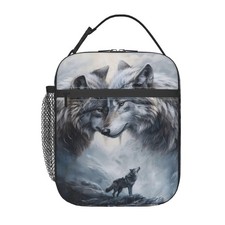 Reusable Wolf Lunch Box Insulated Winter Landscape Cooler Bag School Work