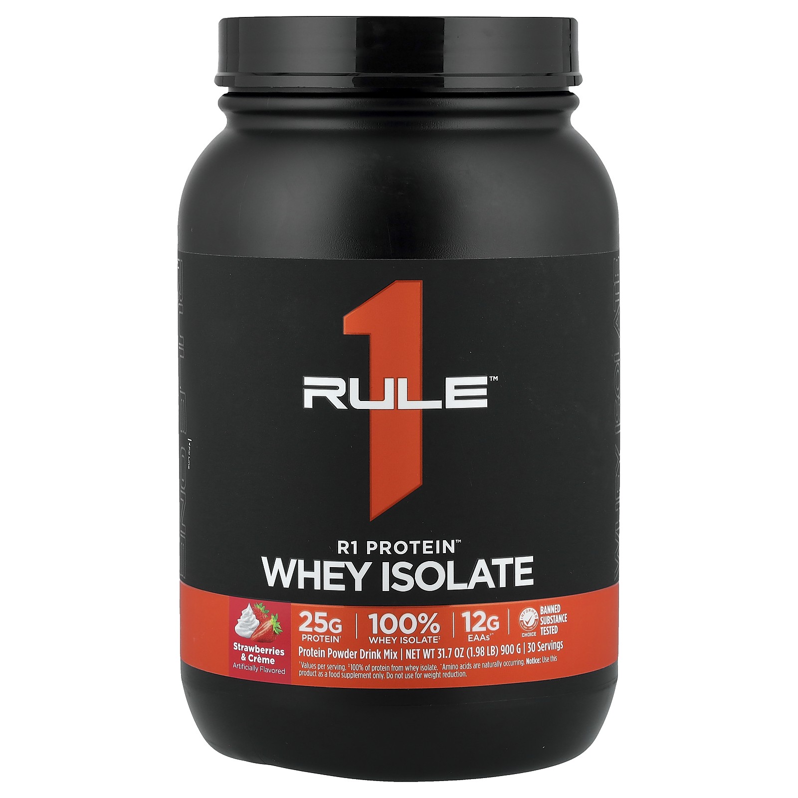 Изолят молочной сыворотки R1 Protein, клубника со сливками, 1,98 фунта (900 г)