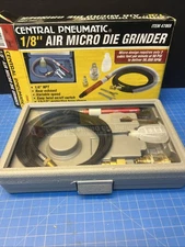 Central Pneumatic 60244 Air Micro Die Grinder Kit 1/8" In Case NEW!