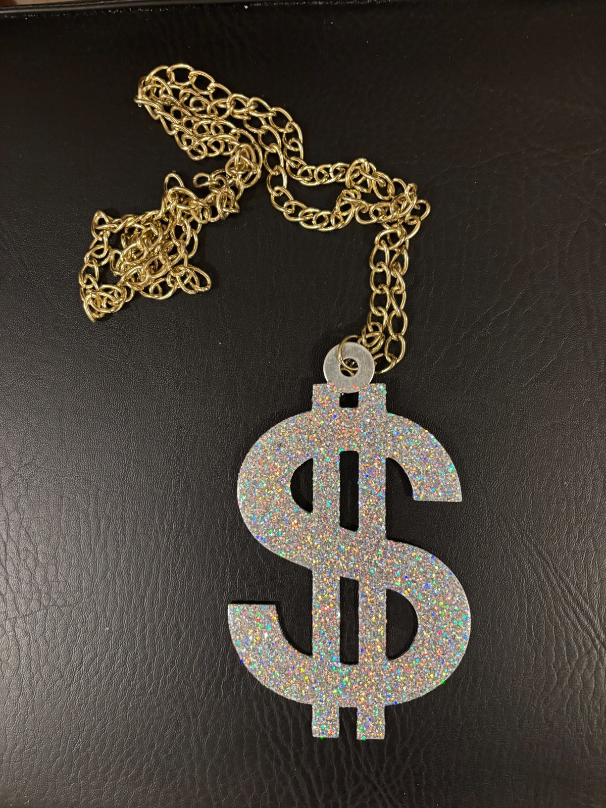 Collar grande con signo de dólar hip hop - cadena larga rapero bling