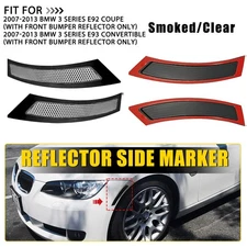 For 2007-2013 BMW E92 E93 Front Bumper Reflector Clear/Smoked Side Marker LH+RH