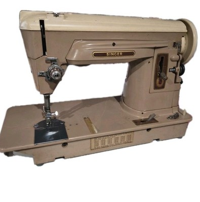 Vintage Singer 404 Sewing Machine Heavy Duty Metal Body Mid Century Tan