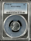 1943-D  1C  Lincoln Wheat One Cent  PCGS MS66  57508141