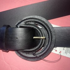 NWT M/L Zara Belt BLACK WIDE BUCKLE Faux Leather