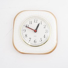 Quartz 70s Vintage Kitchen Clock Ceramic Wall Clock Brown/White Approx 22.5x22.5cm Quartz
