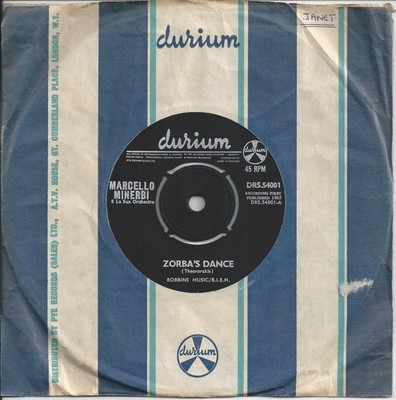 Marcello Minerbi - Zorba's Dance 7'' 45rpm Vinyl Single 1965