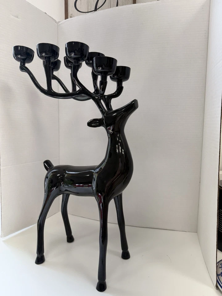 Candelabro de reno de metal negro 20" de alto decoración de Navidad Foto 2 de 4