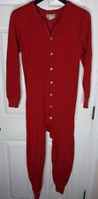 Vintage LL Bean Men Medium Red Union Suit Cotton/Wool Blend Long Johns Made USA