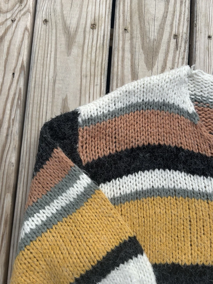 Lumiere Bohemian Sweater Womens Large Striped Chunky Knit Cabincore Woodsy Cozy - Image 3 of 4