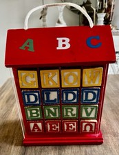 Vintage Wood Alphabet Blocks Raised Letters