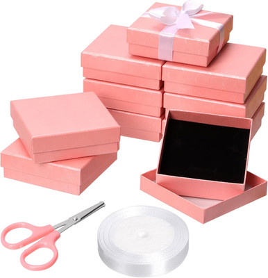 12pcs Rosa Fanförmige Schmuck Geschenkboxen Kit, 3.5 x 3.5 x 1.1in, Schmuckbox f