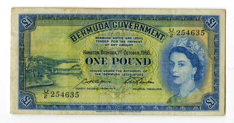 Bermuda. Bermuda Government, 1966. 1 Pound, P-20d, Issued Note. EF-VF. BWC