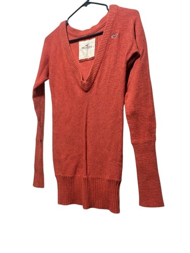 Vintage Hollister Y2K Henley Sweater Small Coral VNeck Bella Swan Elena Gilbert - Picture 9 of 13