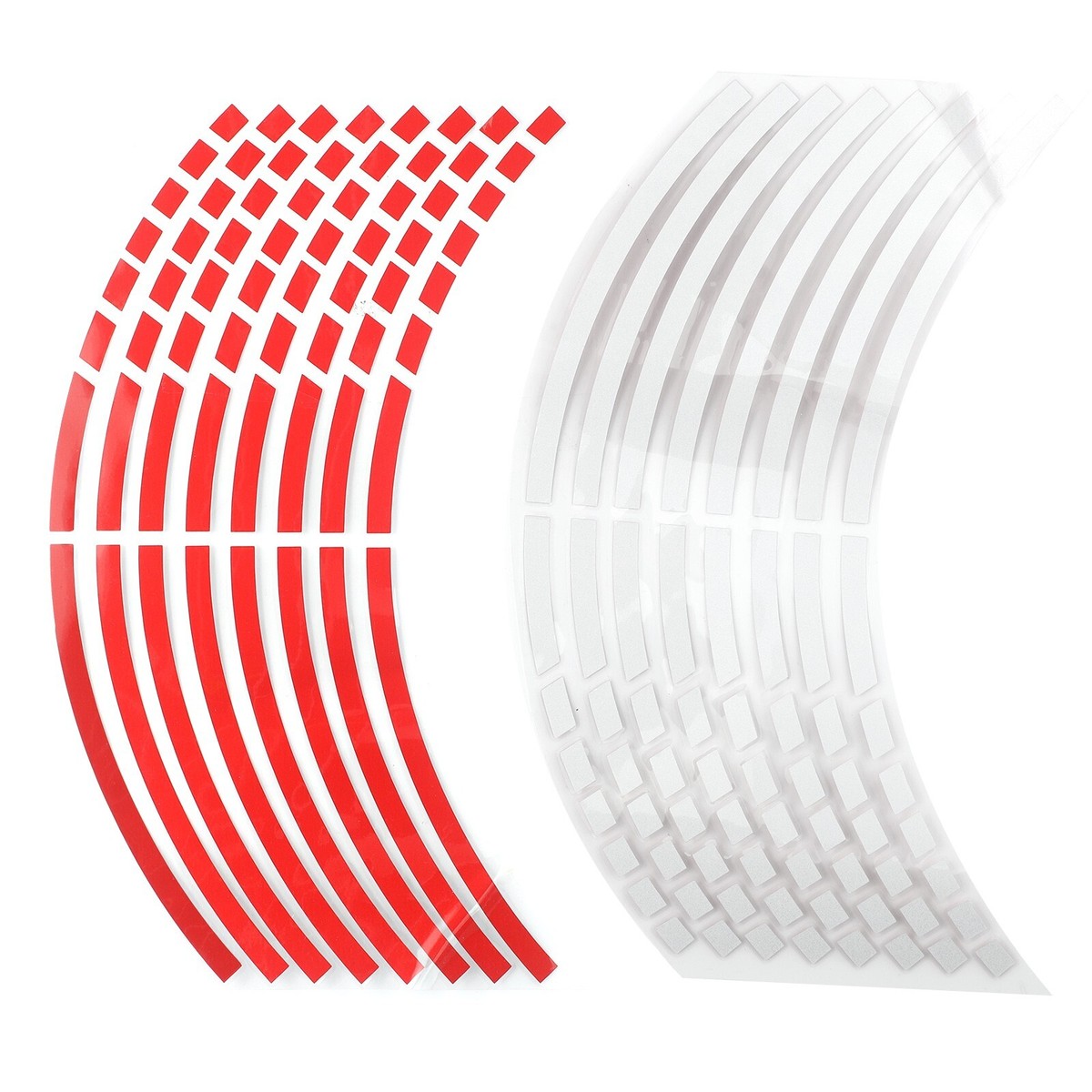 4x Quadratische Felgendekor Streifen Rot – Reflektierend, PET-Material, 12x4 Cm