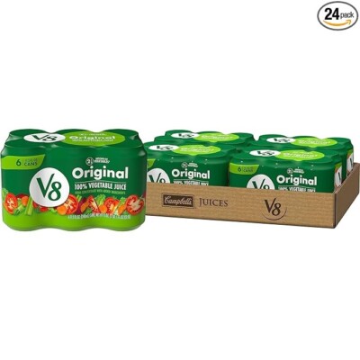 V8 Original 100% Vegetable Juice, 11.5 fl oz Can (4 Cases of 6 Cans ...