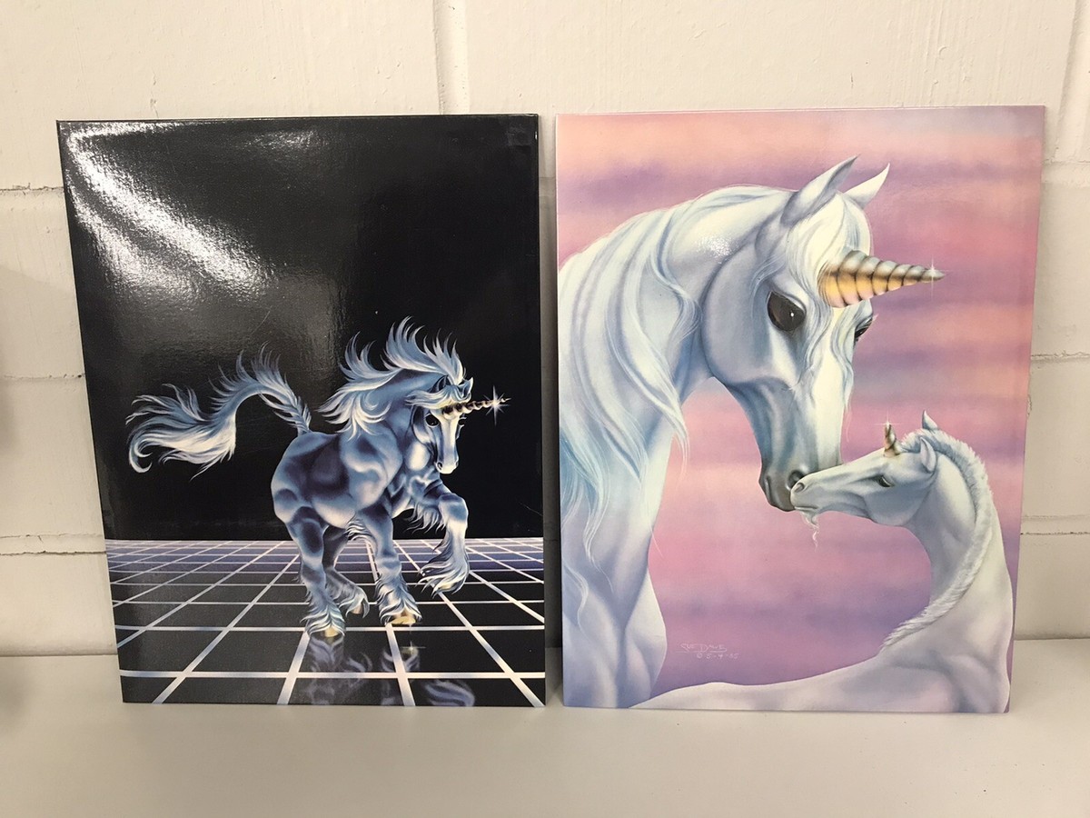Vintage 1985 Lot Of 2 School Folder Susan Sue Dawe Art Fantasy