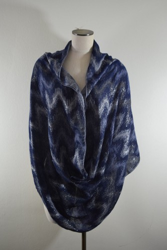 Cejon Infinity Women's Blue NAVY ZIGZAG PATTERN Artistic Nice Scarf - Picture 9 of 9