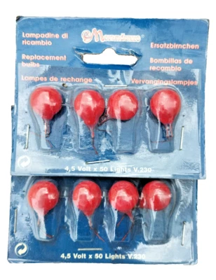 8 ampoules 2 blisters 4 lumières de Noël rouges 4,5 volts lumière de Noël de ... - Photo 1/4