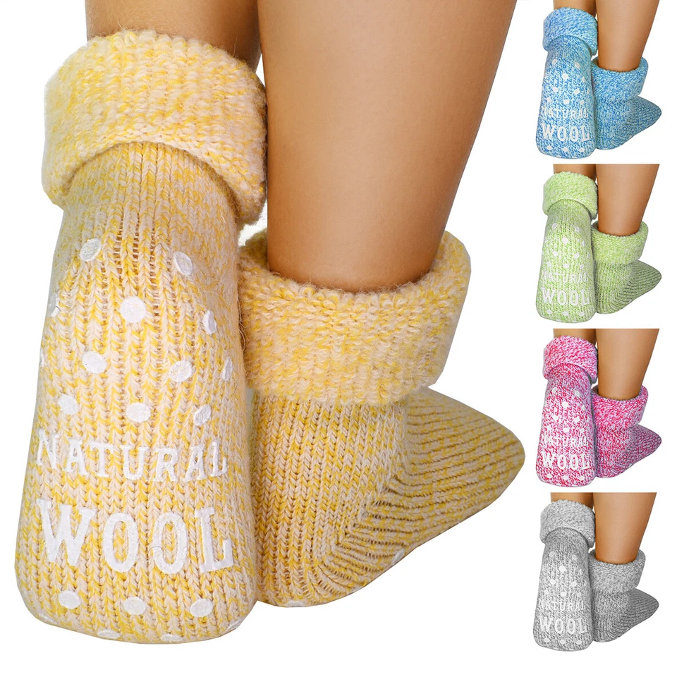 1-2 Paar ABS Anti Rutsch Socken Wollsocken Stoppersocken Noppensocken Damen Herr