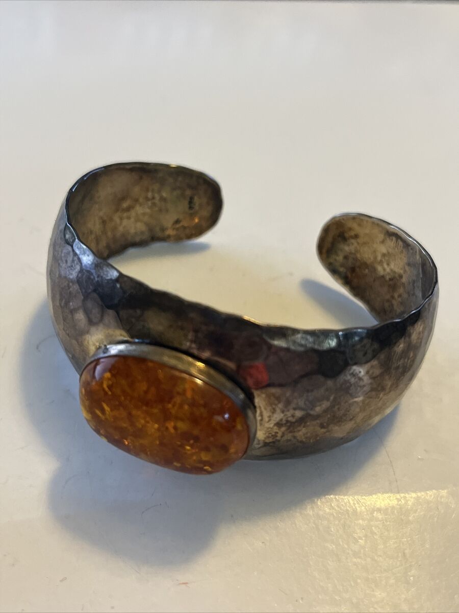 Vintage hand signed Avi Soffer 925 Silver Amber Cuff Vintage hand signed Avi Soffer 925 Silver Amber Cuff
