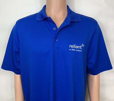 Reliant NRG Energy Polo Shirt Mens Large s/s blue CORE365 employee work uniform