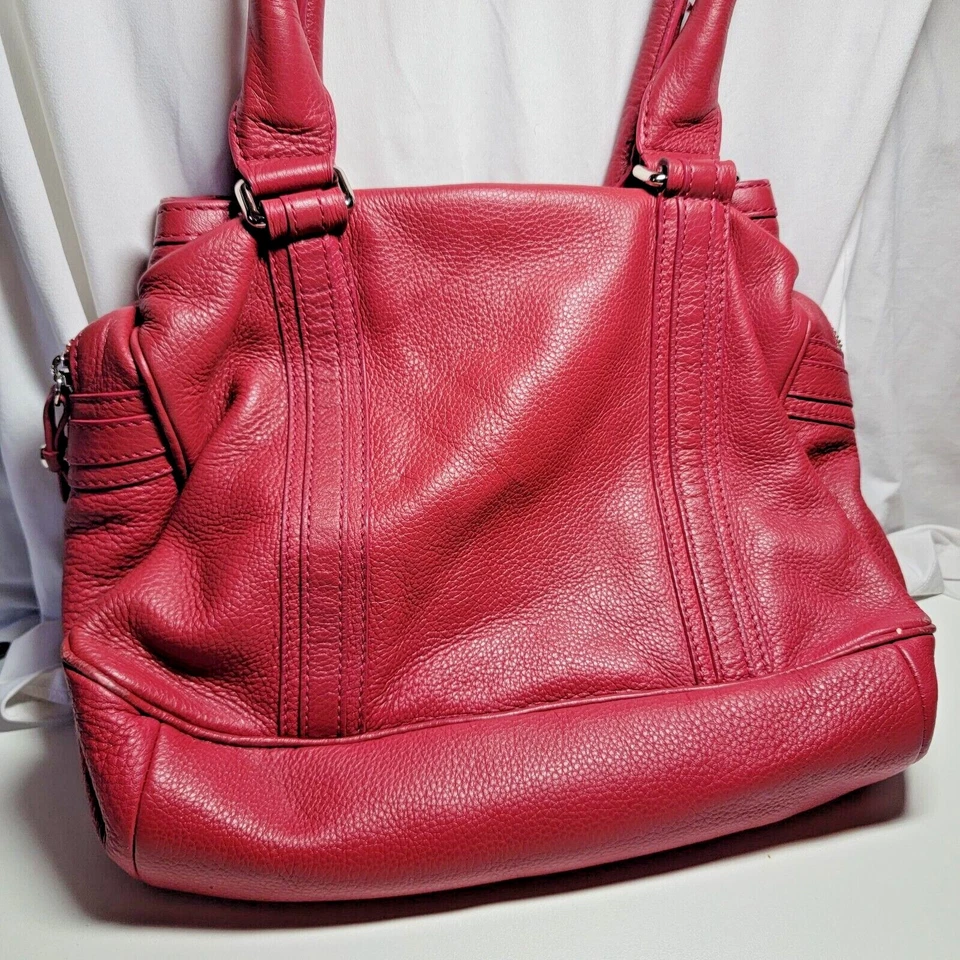 Cartera grande Marc by Marc Jacobs rosa oscuro dos asas cuero de vaca tres secciones Foto 4 de 4