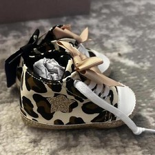 Infant Girls Soft Sole Tan Leopard Print Sneakers Size 3 NEW 