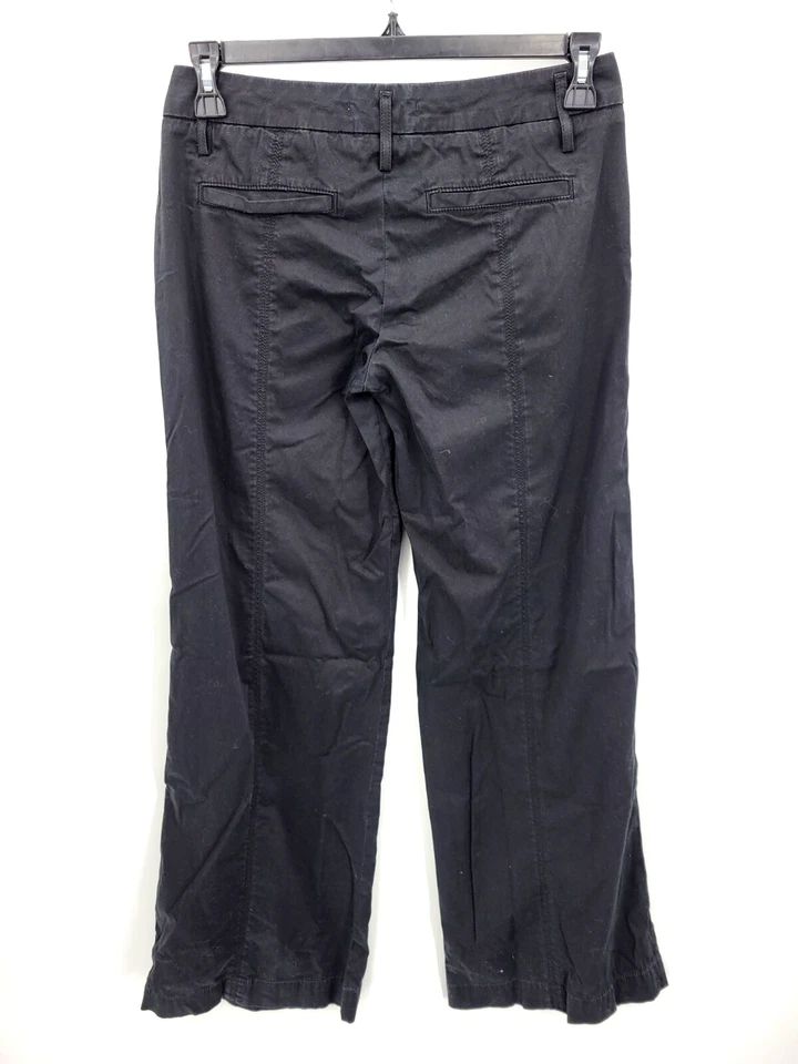 Pantalones chinos ricos y ajustados para mujer 27 negros pierna ancha algodón elástico frente plano Foto 2 de 4