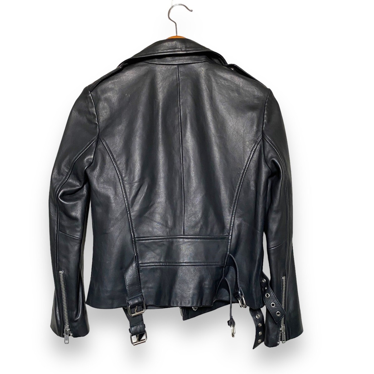 ジャケット・アウター OAK / Leather Biker Jacket Oak NYC - Brand New Women's Black Leather Moto Jacket - XL