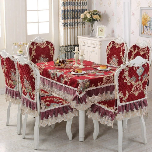Chenille Rectangle Vintage Lace Tablecloth Events Round Dining Chair Cover - Picture 11 of 45