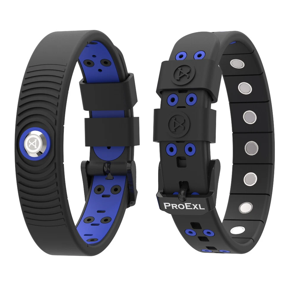 PROEXL 18K 运动磁力手链 - 防水 - 透气表带 - 黑色 - AZUL — 第 2/4 张图片