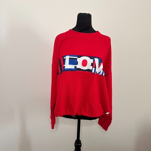 Desigual Womens Sweater Medium Red Love Rib Olympia Sweatshirt Pullover NWT