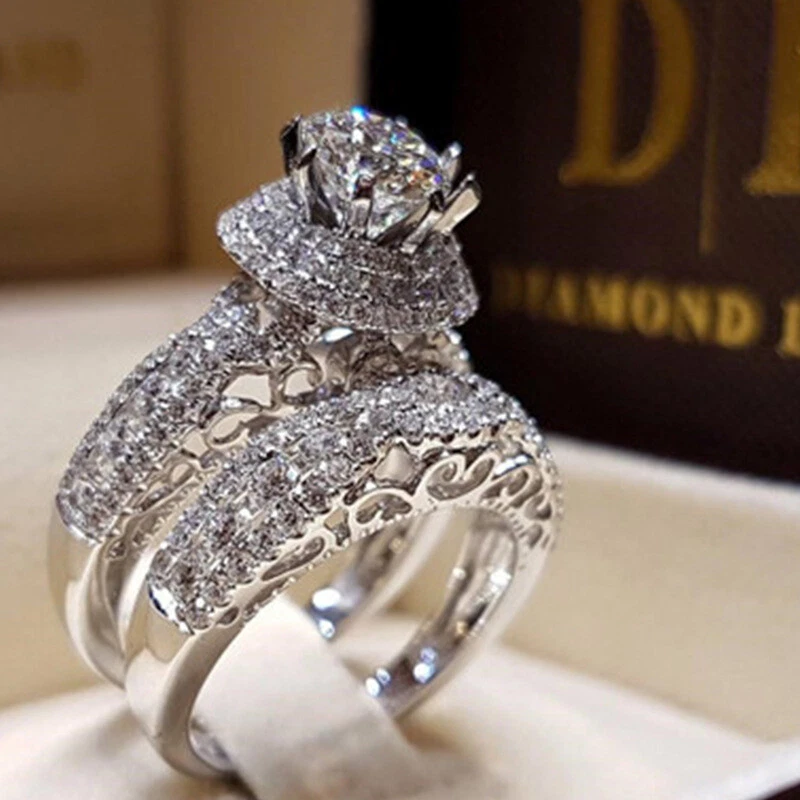 Round cut white sapphire engagement deals rings