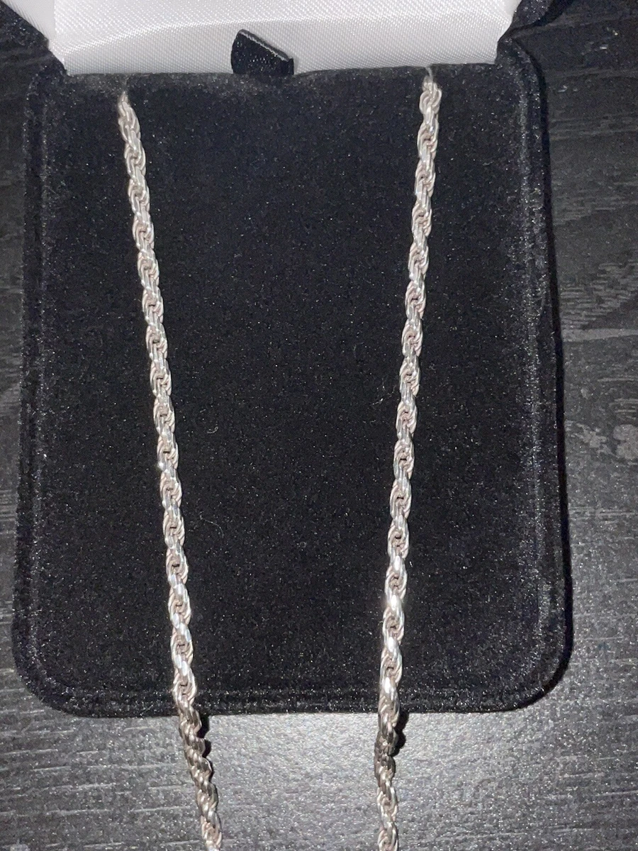 Solid Rope Chain Necklace Sterling Silver 22