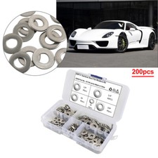200Pcs Stainless Steel Sealing Plain Flat Washers Gaskets Set