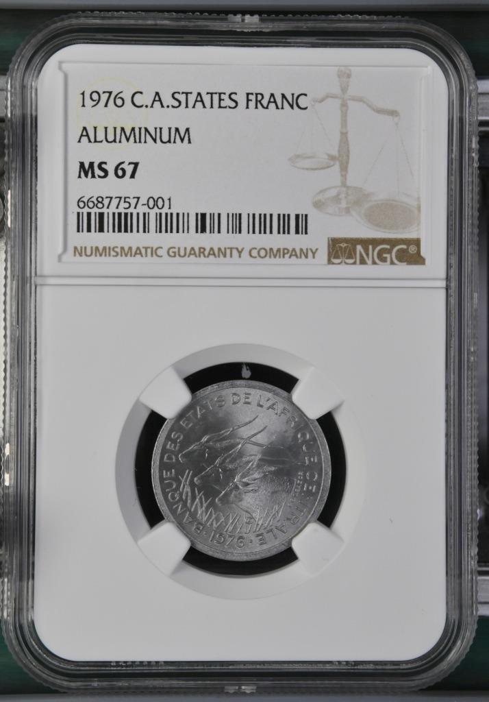 Central African States 1 Franc 1976 NGC MS 67