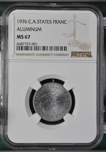 Central African States 1 Franc 1976 NGC MS 67
