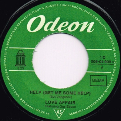 The Love Affair Featuring Gus Eadon Help (Get Me Some Help) Vinyl Single 7inch