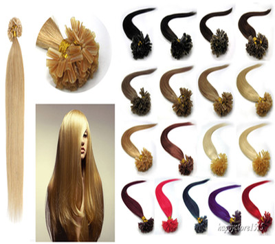 Remy Human Hair Extensions 100S Pre Bonded Nail Keratin U Tip Glue Hair 1g 0.5g